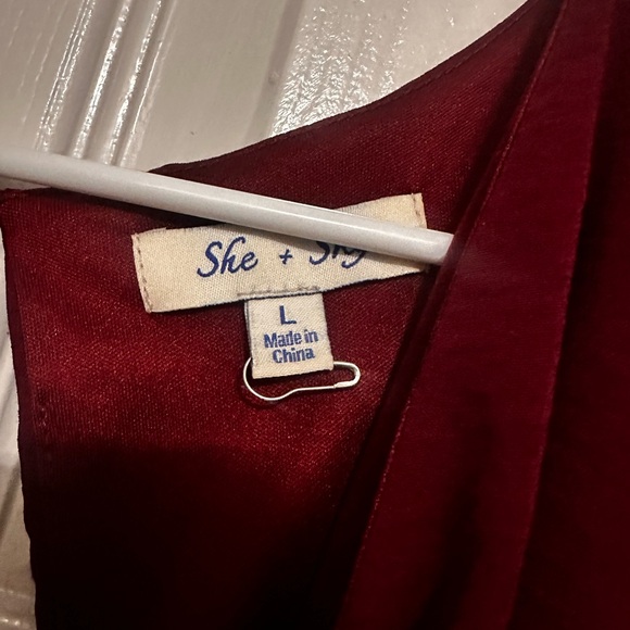 She + Sky Deep Red Jumpsuit - Picture 5 of 8